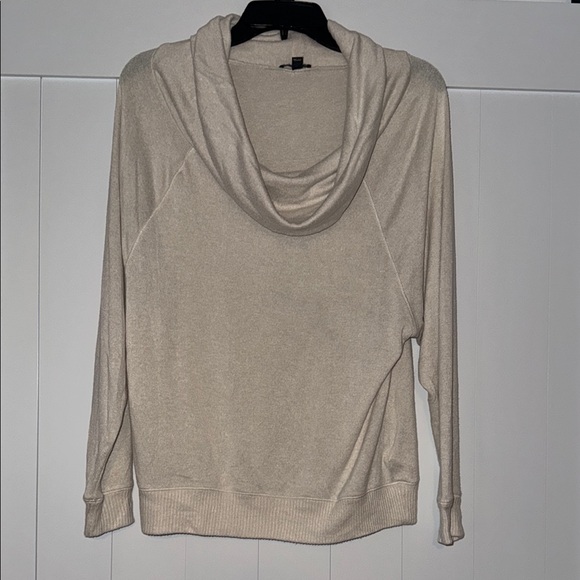 Express Cream Cowl Neck Sweater with Soft Knit - Picture 1 of 5